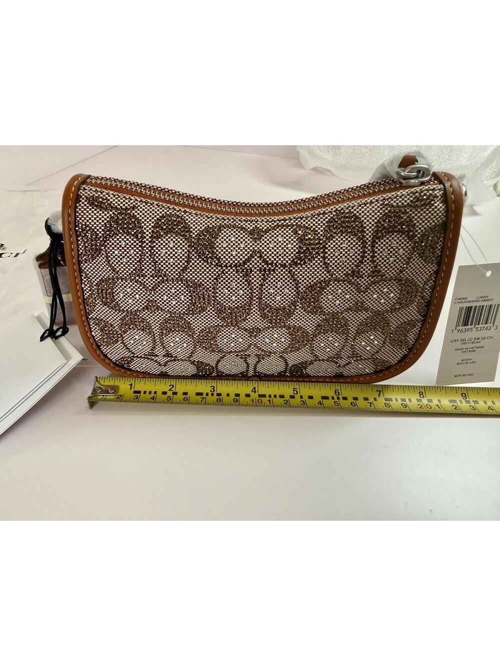 NWT Coach Crystal Embellished Swinger 20 Shoulder Bag Burnished Amber Leather - Picture 5 of 10
